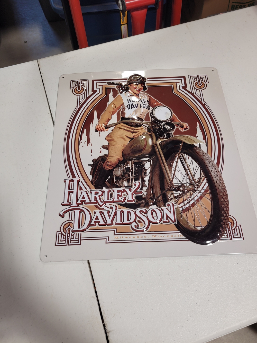 Harley-Davidson Vintage Rider Metal Wall Decor - Brown/White
